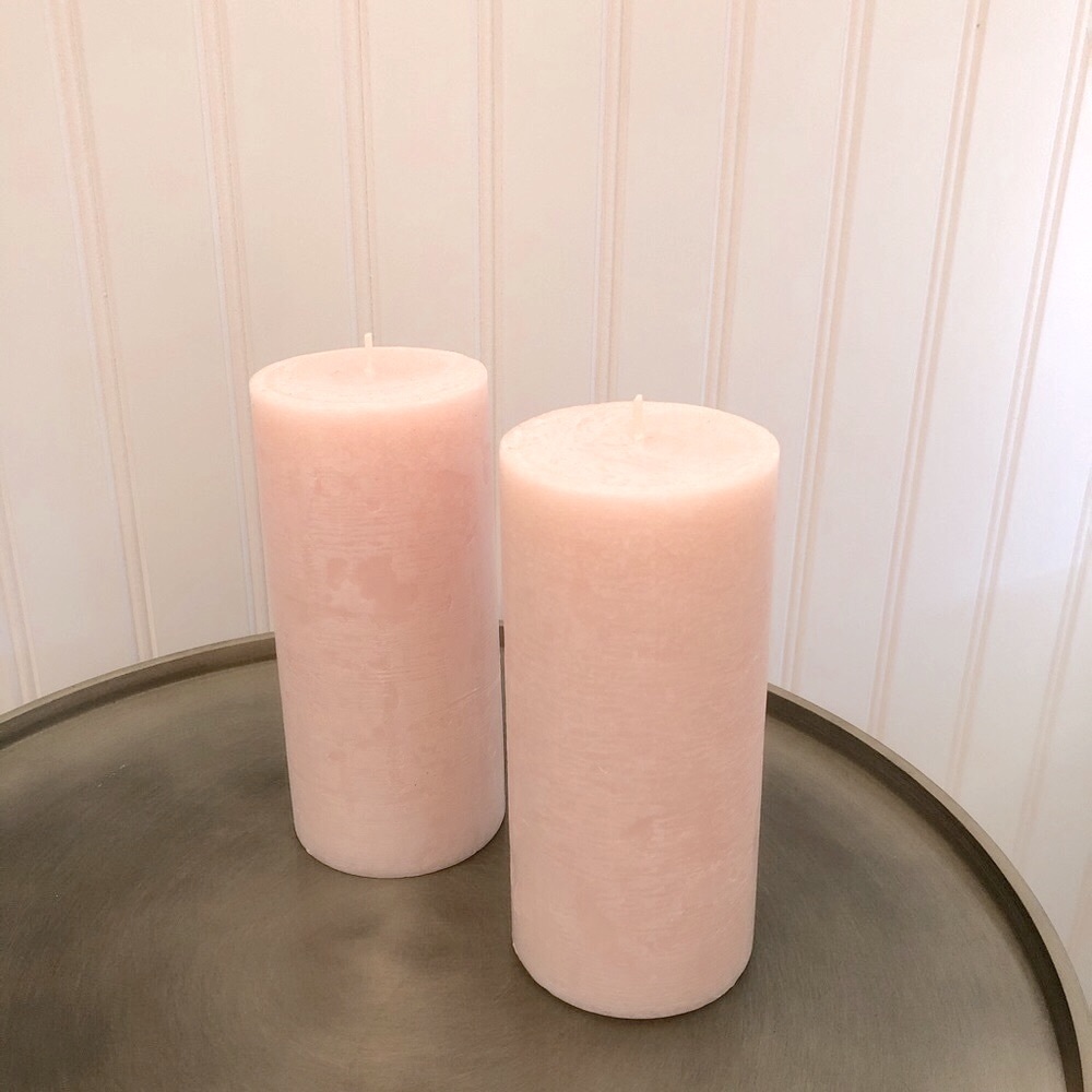 Soft blush pink pair of candles 🕯